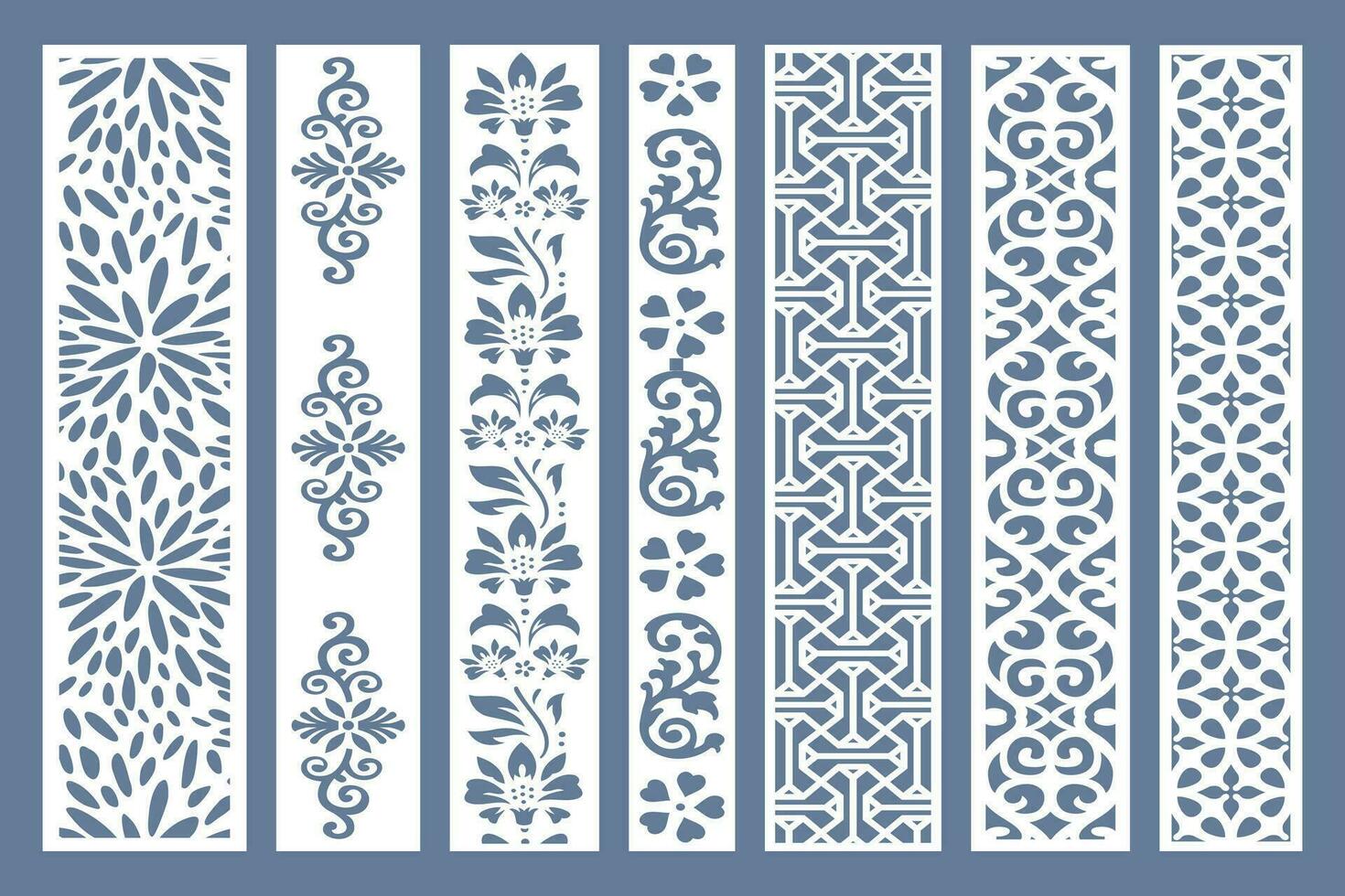 conjunto jali diseño, jali diseño para gráfico y madera contrachapada, dividir, cnc enrutador diseño hoja de espuma, acrílico y cnc máquina corte, eps archivo. vector