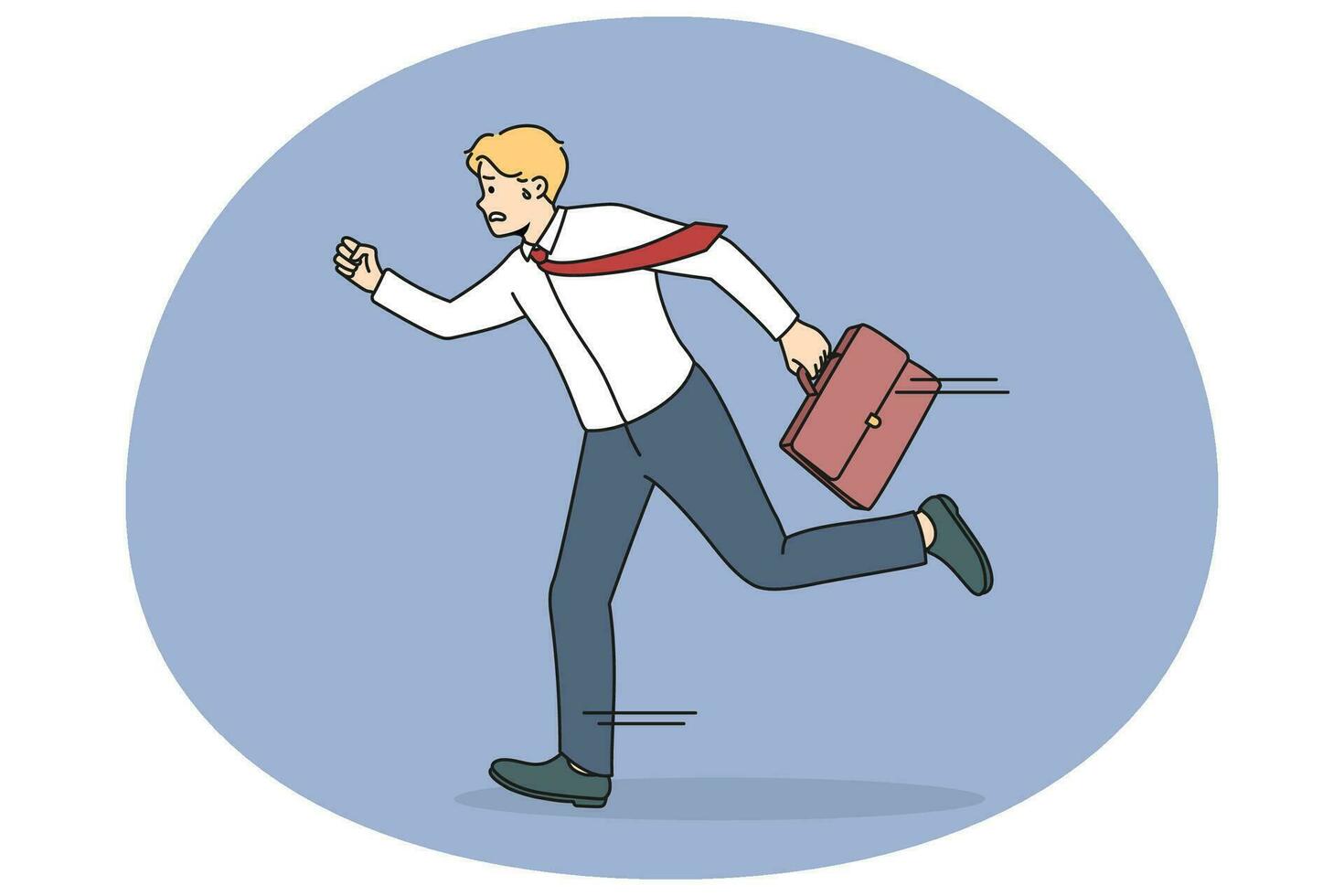 Anxious man worker running in hurry vector