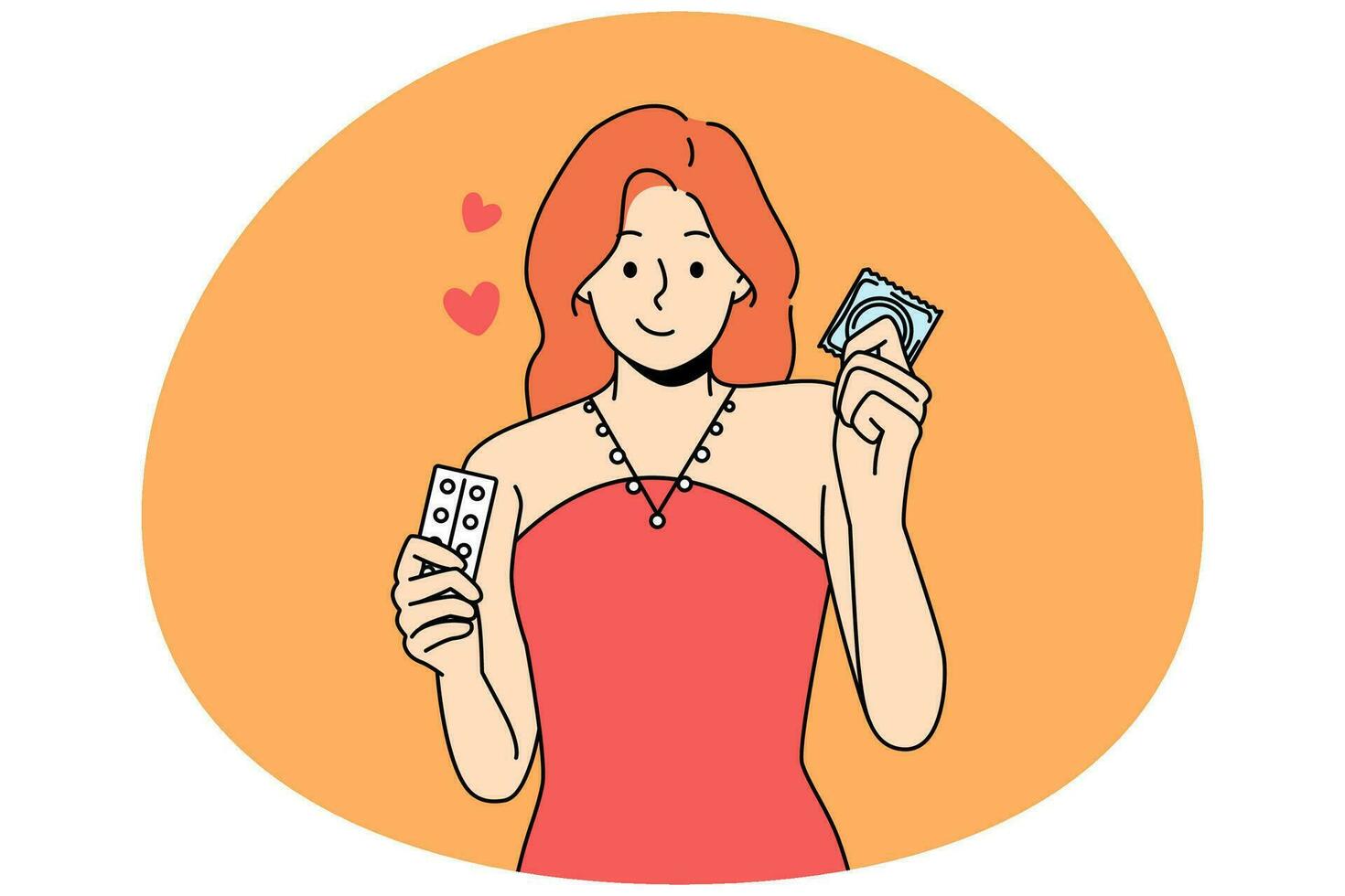 Woman holding contraception methods for pregnancy prevention vector