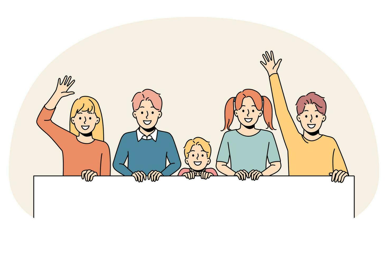 Happy children with big banner vector