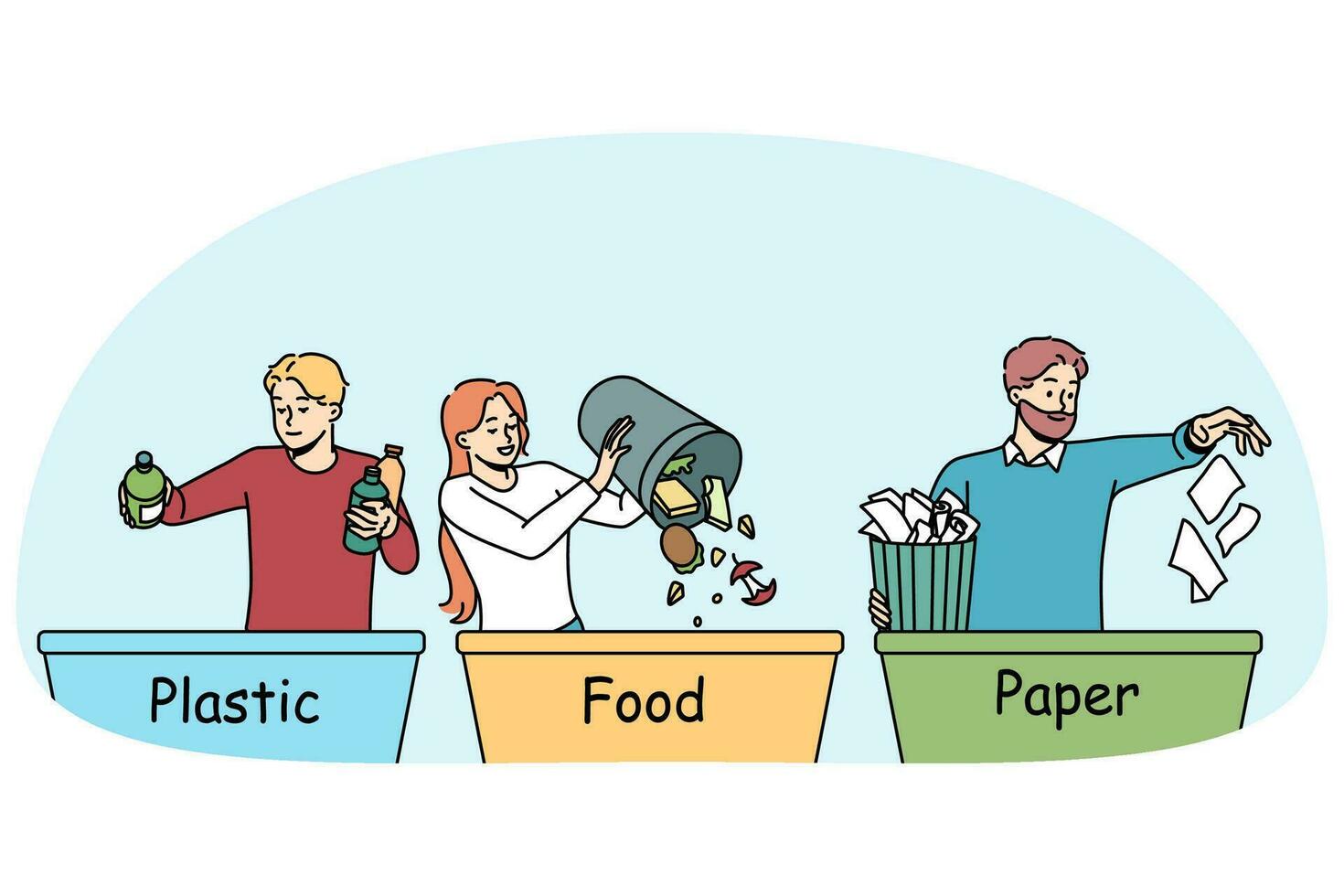 People sorting garbage vector