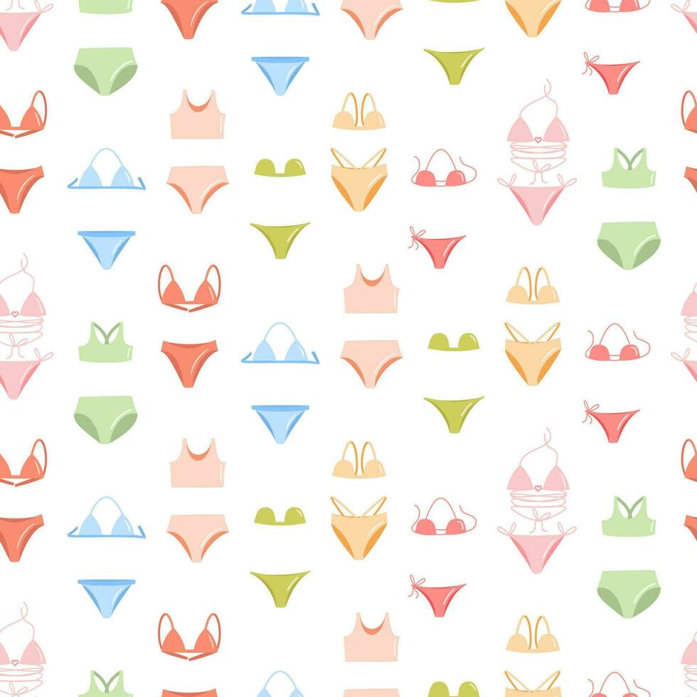 Bikini doodle seamless pattern vector illustration isolated