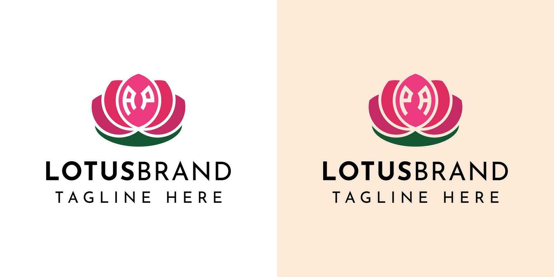 Letter AP and PA Lotus Logo Set, suitable for any business related to lotus flowers with AP or PA initials. vector