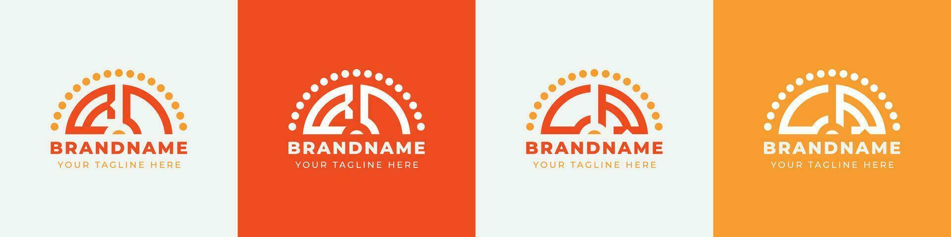 Letter CR and RC Sunrise  Logo Set, suitable for any business with CR or RC initials. vector