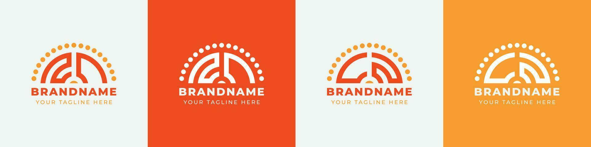 Letter CN and NC or CZ and ZC Sunrise  Logo Set, suitable for any business with CN, NC, CZ, ZC initials. vector