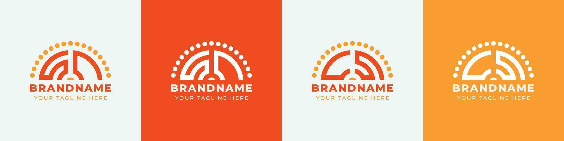 Letter CS and SC Sunrise  Logo Set, suitable for any business with CS or SC initials. vector
