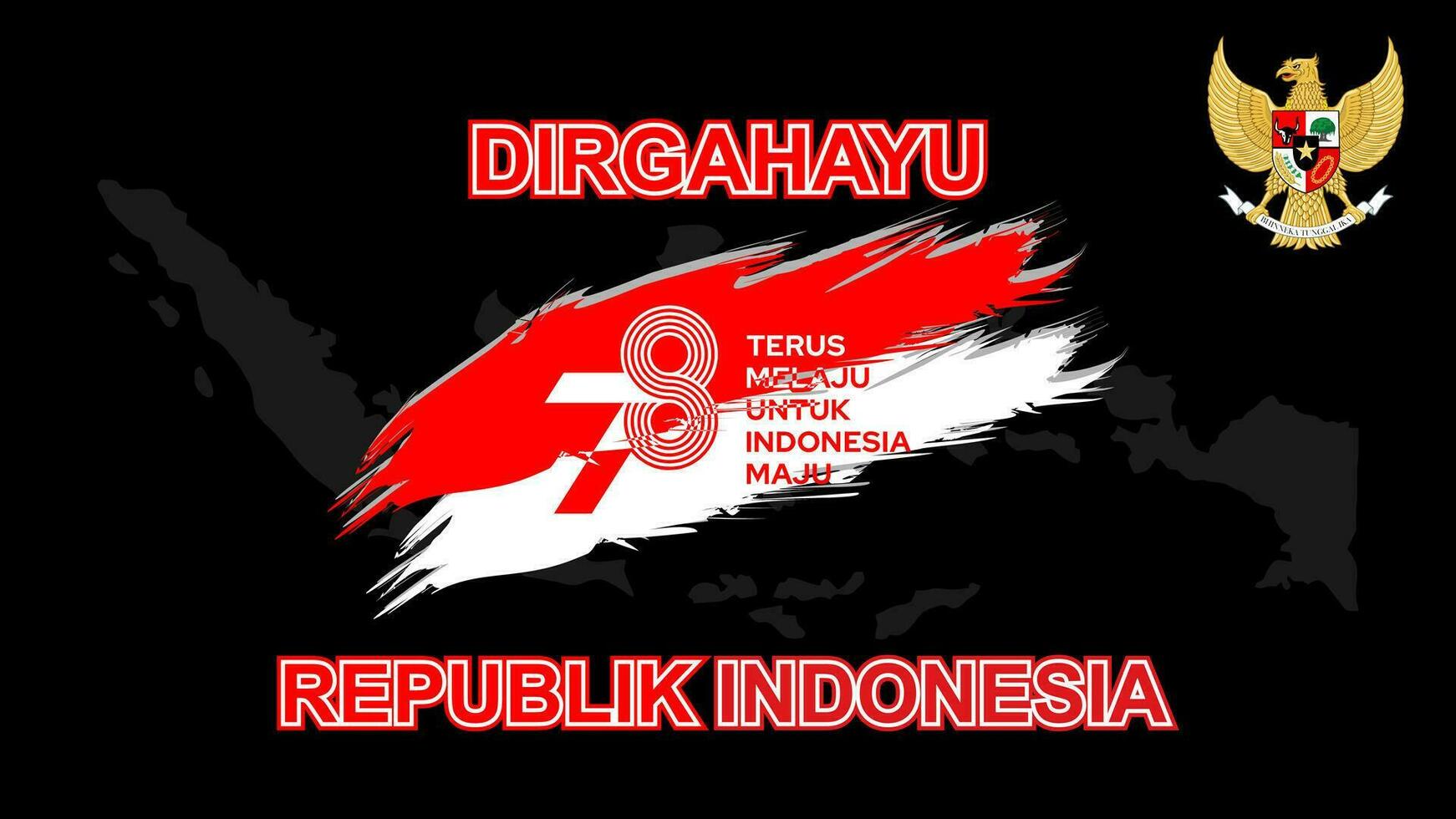 Dirgahayu Republik Indonesia means happy 78th Independence day of Indonesia, black background banner design vector illustration