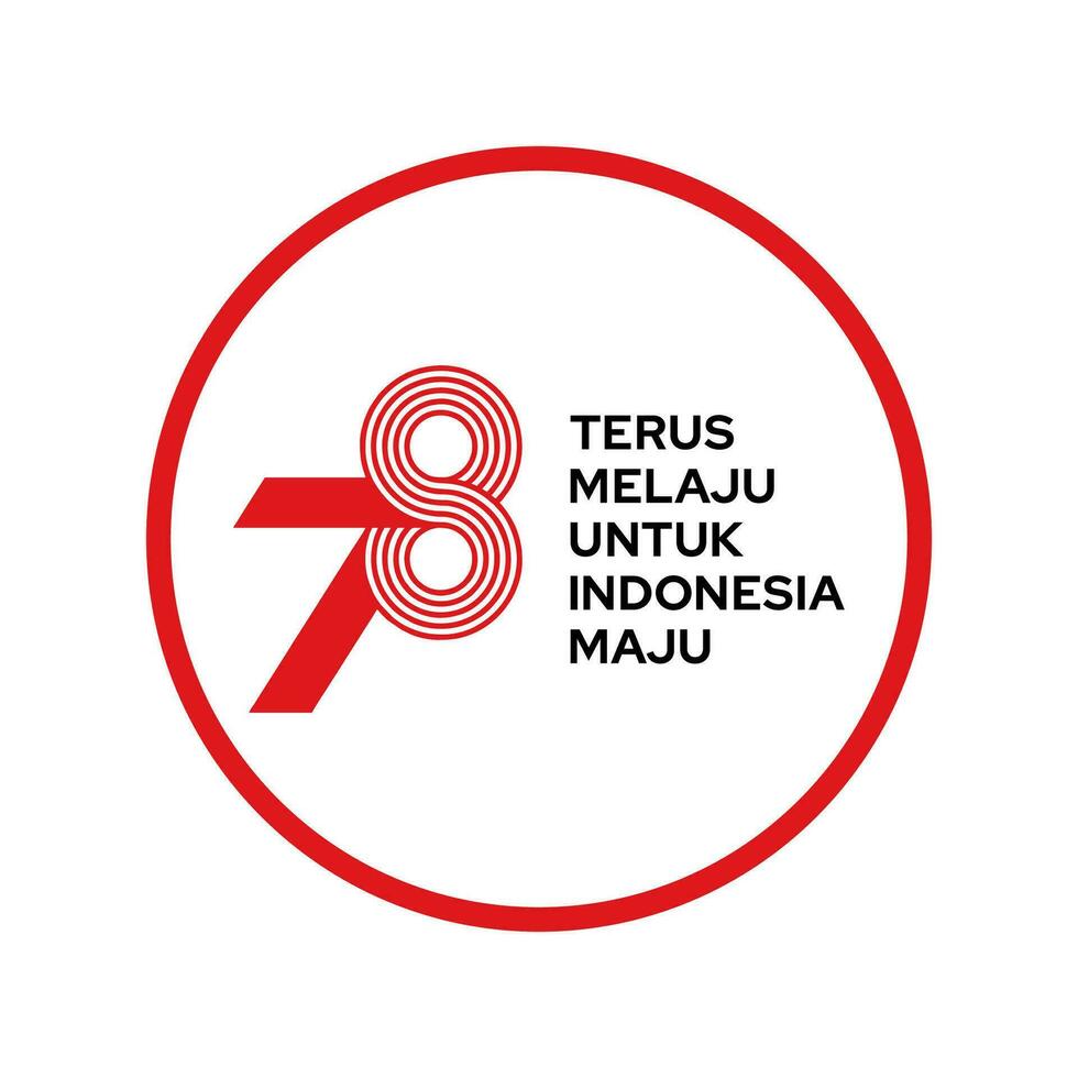 The 78th Independence day of Indonesia logo in circle red white background vector illustration