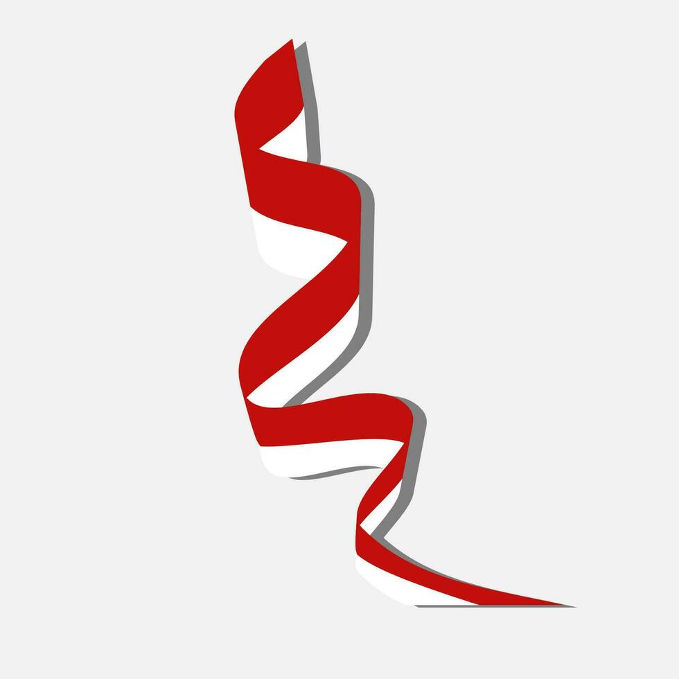 Bendera merah putih Indonesia flag ribbon, Indonesia waving flag on white background vector