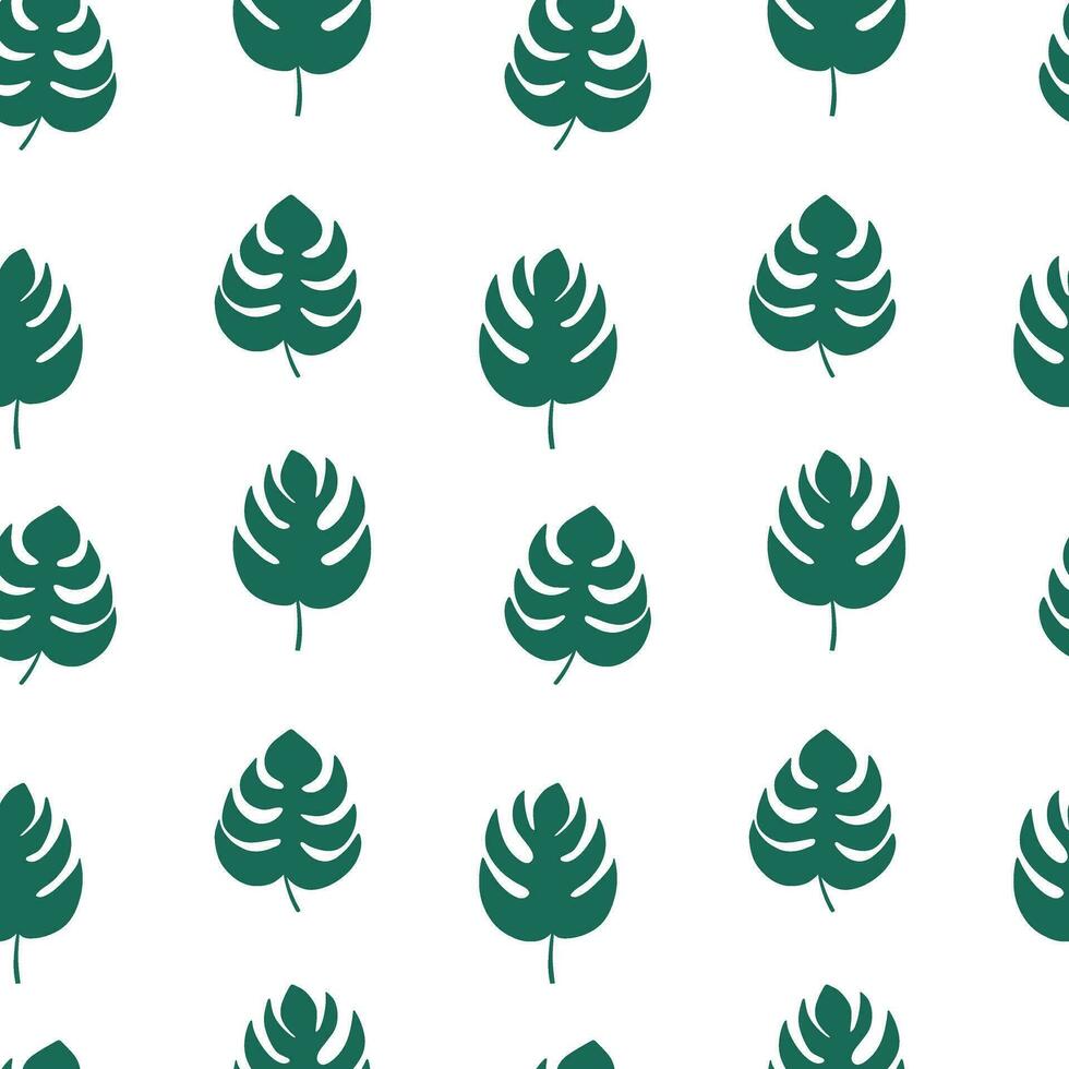 Monstera leaf seamless pattern. Vector monstera hand drawn pattern