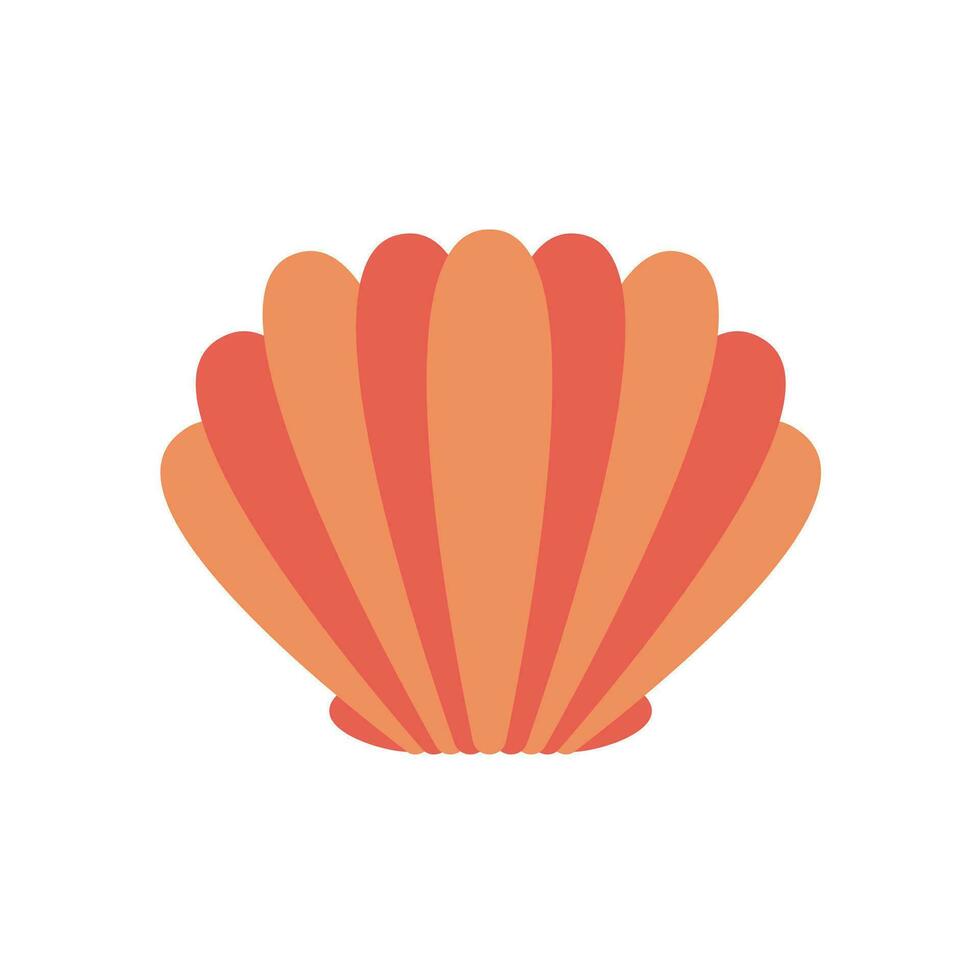 Vector scallop sea shell flat illustration