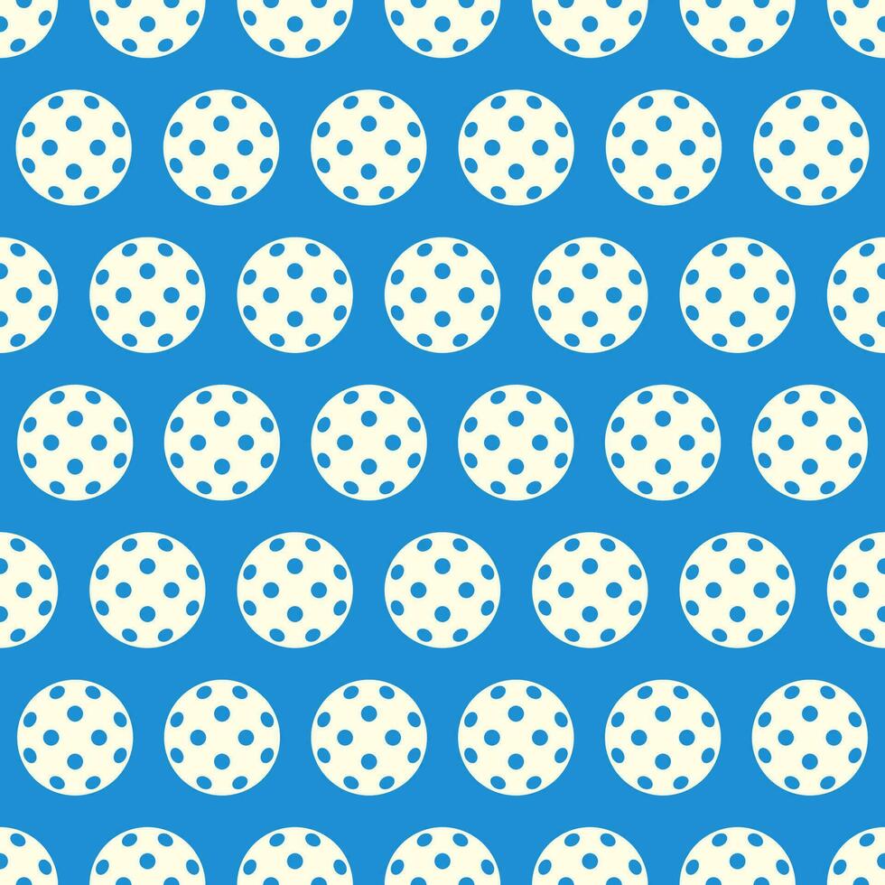Pickleball seamless pattern with ball on blue background. Flat vector illustration.
