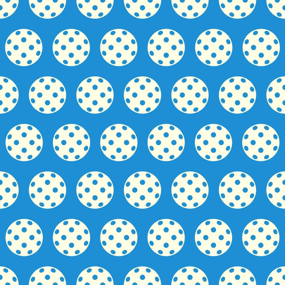 Pickleball seamless pattern with ball on blue background. Flat vector illustration.