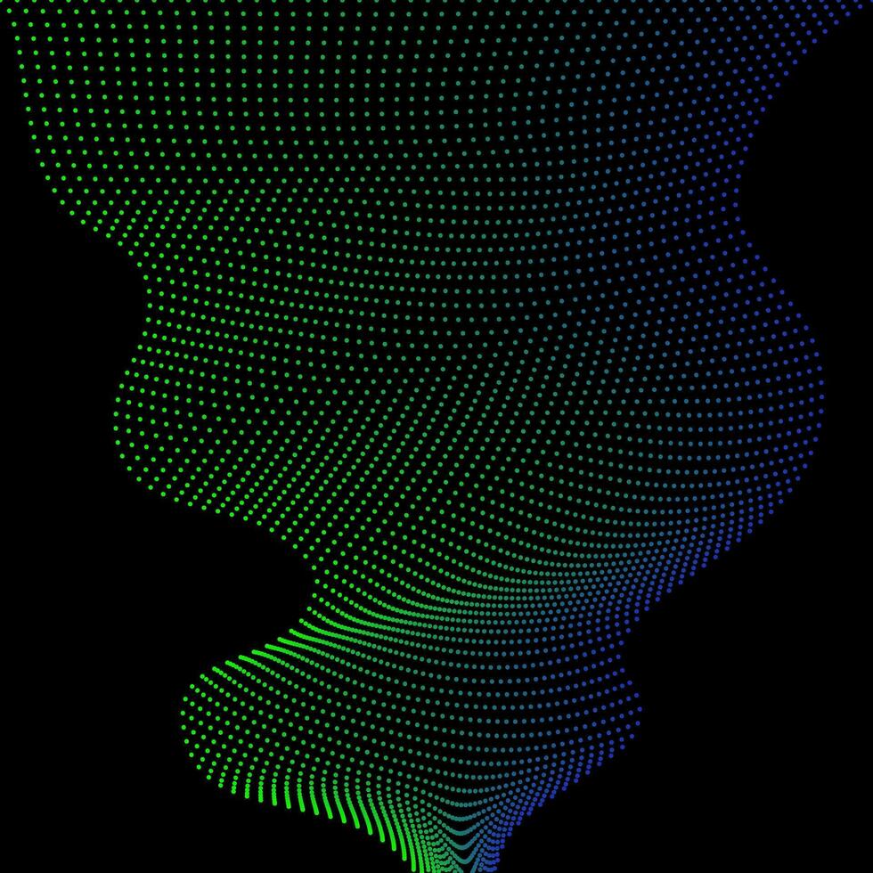 Abstract wavy grid blue green, vector mesh technology design element