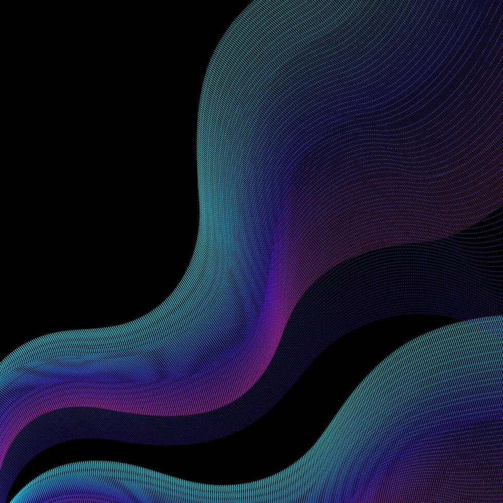 Vector abstract background. Multicolored dynamic lines on a black background. Color waves. Background for design
