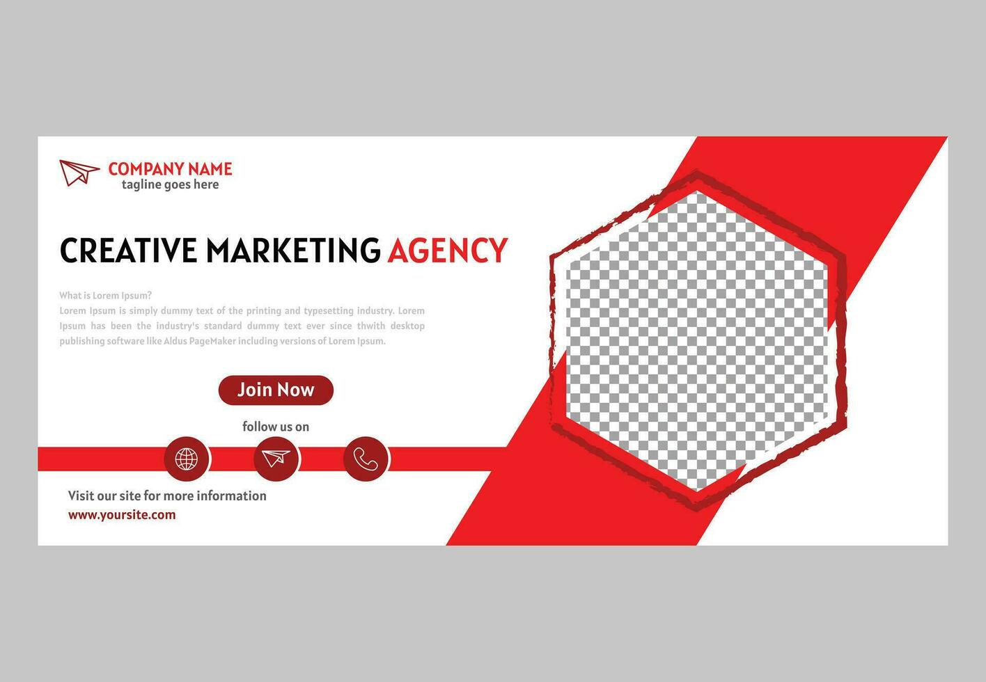 Creative modern red and black web banner template. Editable vector illustration