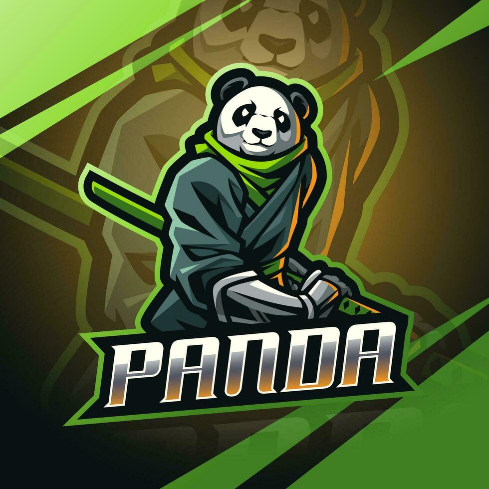 Ninja panda esport mascot logo vector