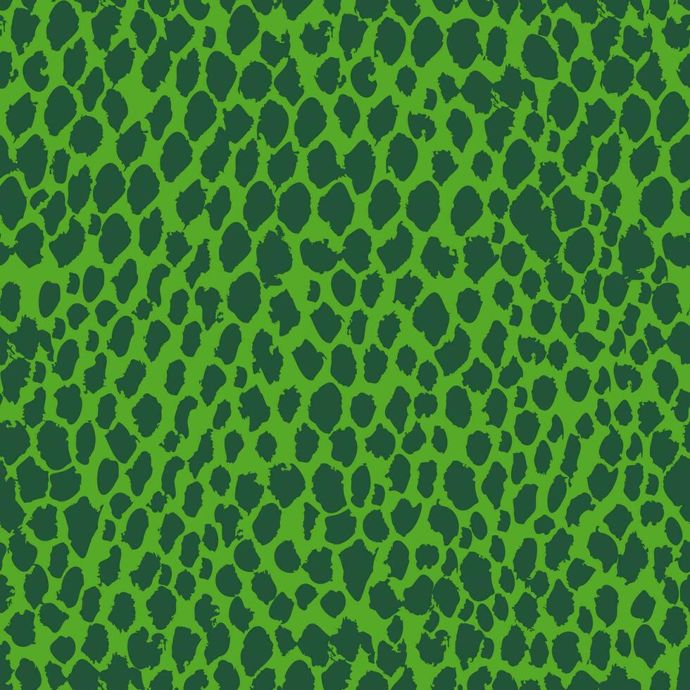 Snake skin seamless pattern in green colors. Hand drawn seamless pattern. Reptile skin pattern for textile. Textured abstract art wild print design. Vector illustration