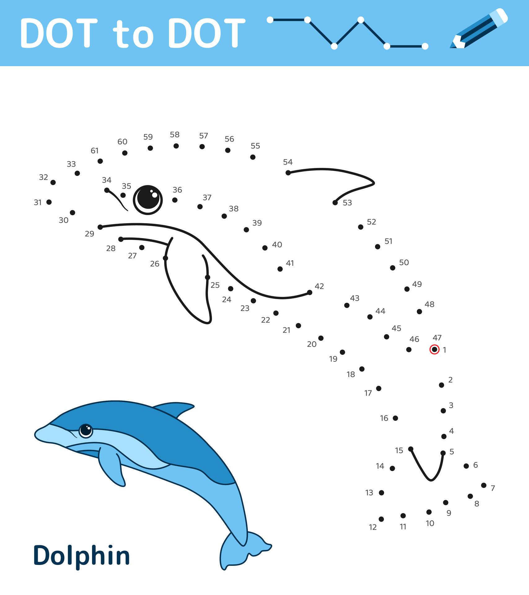 Dot to dot. Numbers game. Education math game for children. Drawing