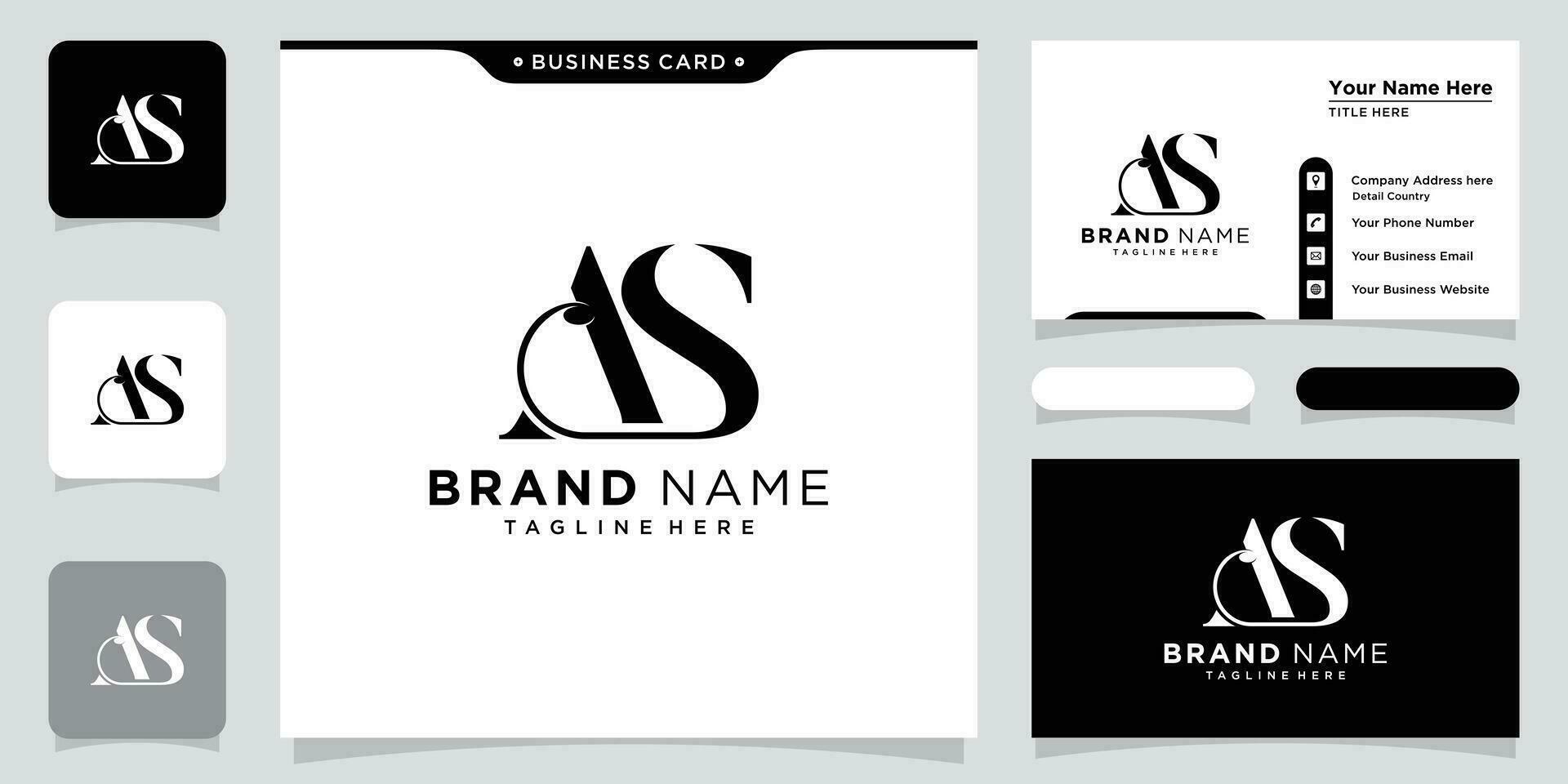 Initial letter A S logo design template vector