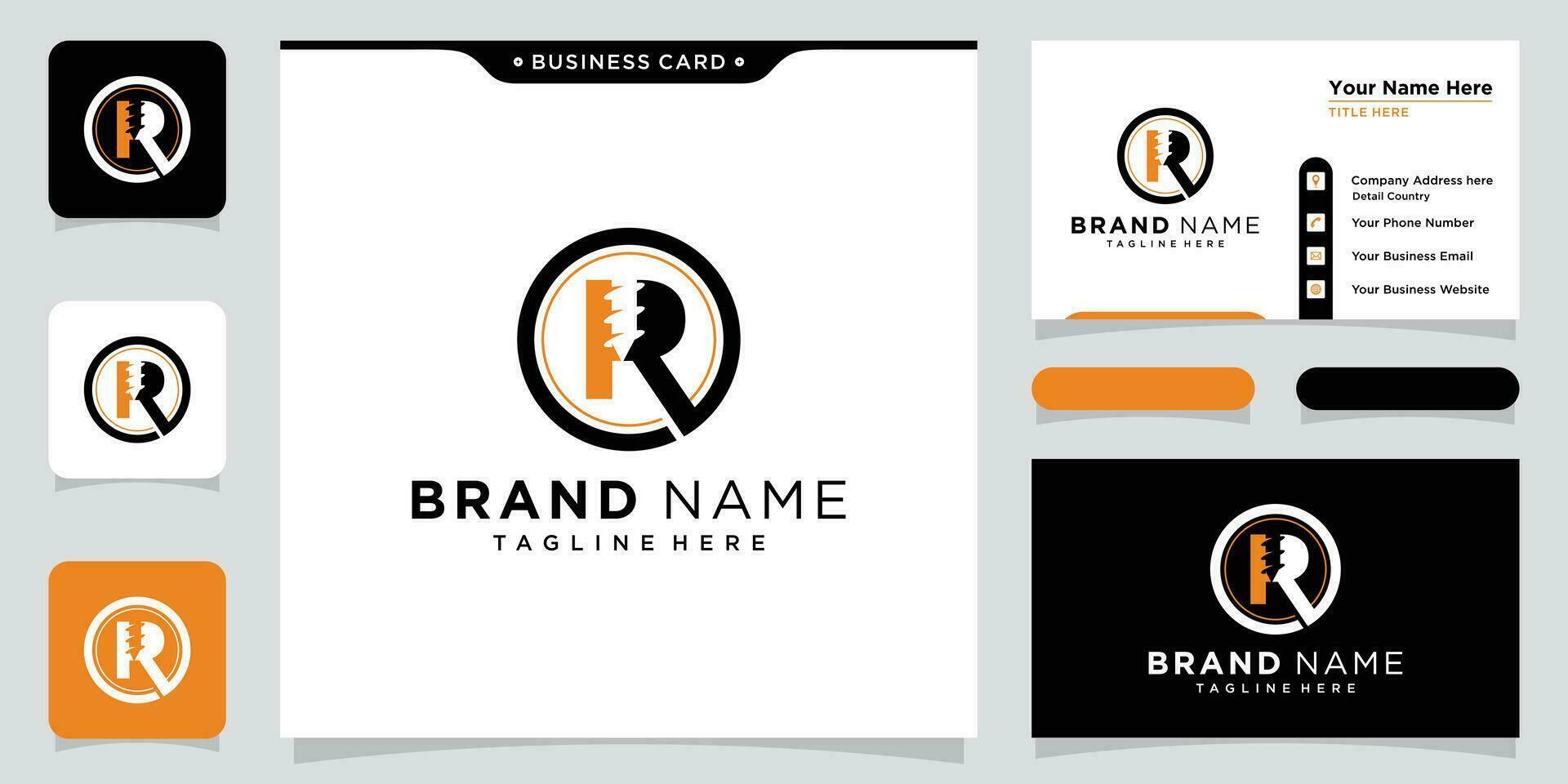 initial R drilling logo design vector template