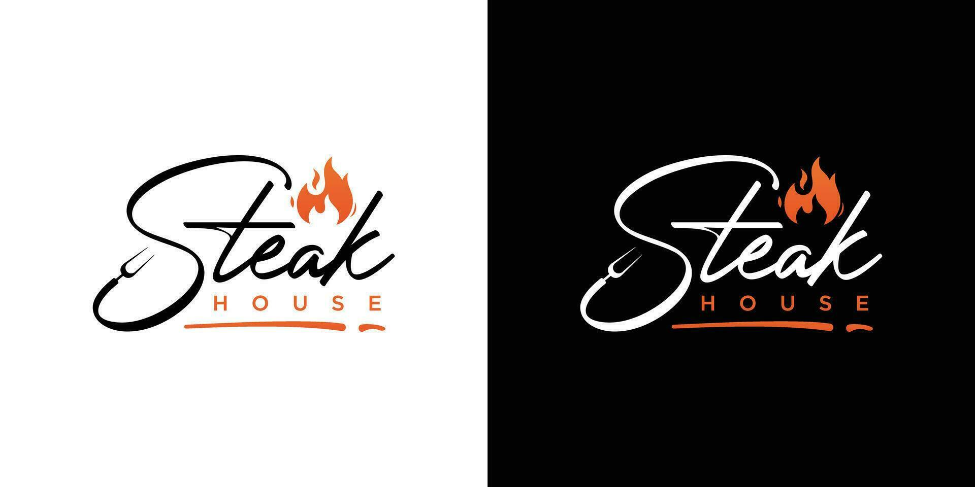 vintage steak house logo. retro style grill restaurant emblem. vector illustration