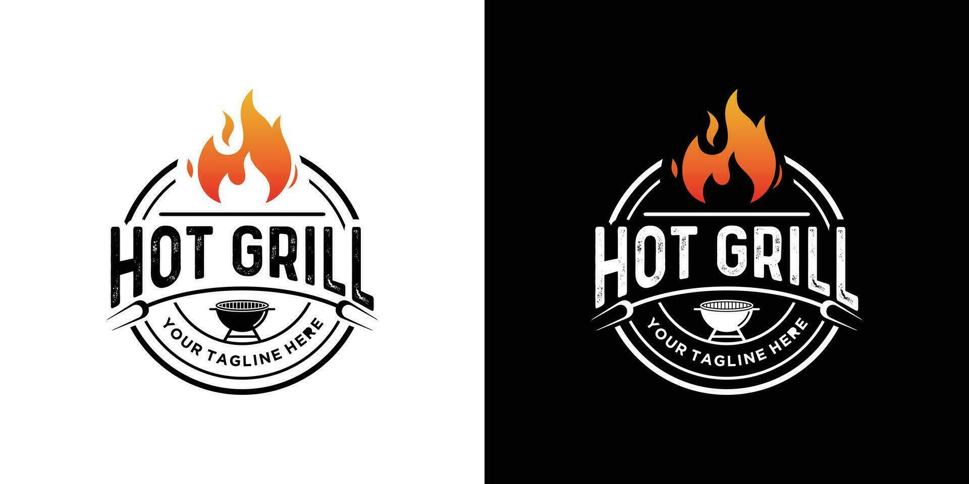 Hot grill logo template vector