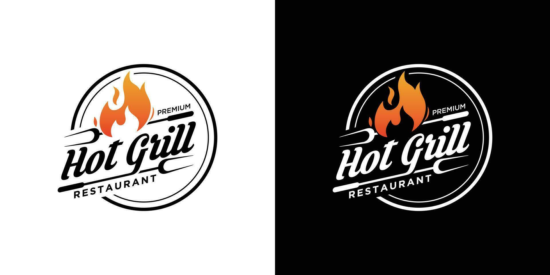 Hot grill logo template vector Illustration