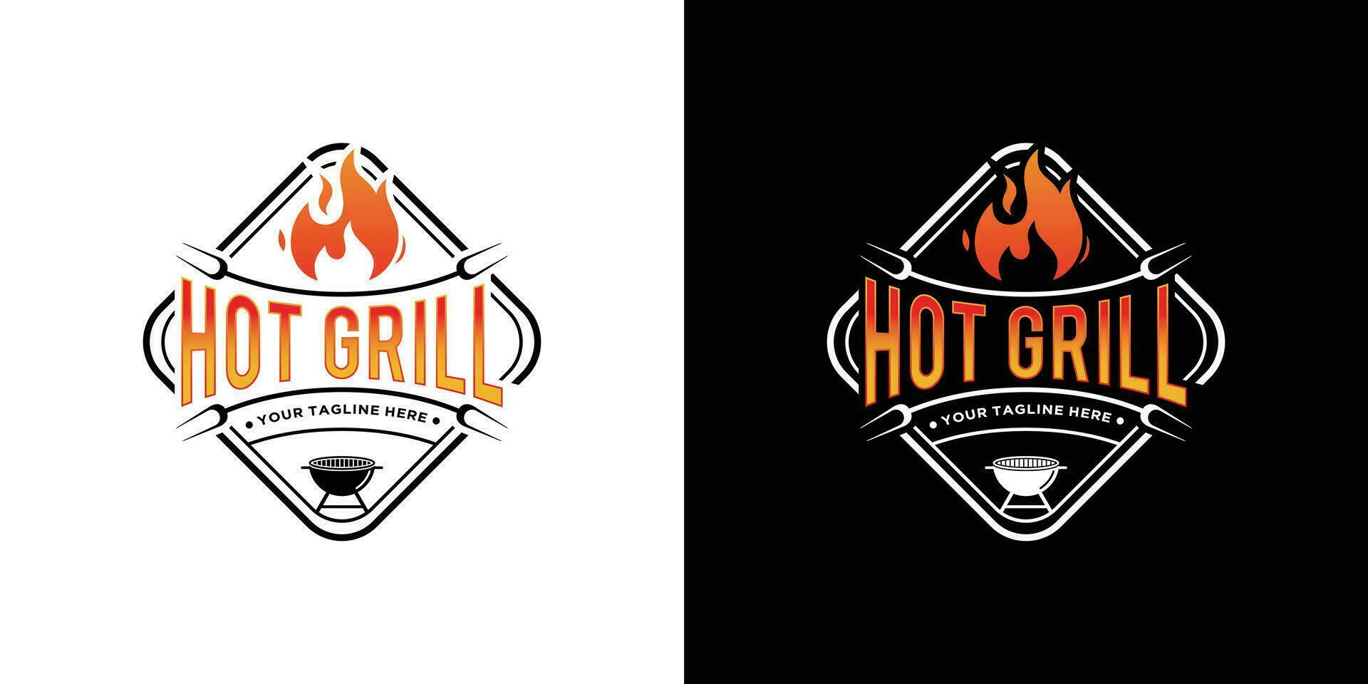 Hot grill logo template vector Illustration