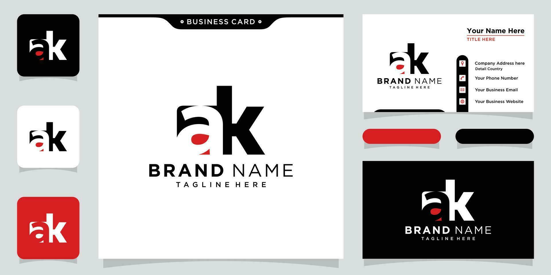 AK or KA initials monogram letter text alphabet logo design. vector