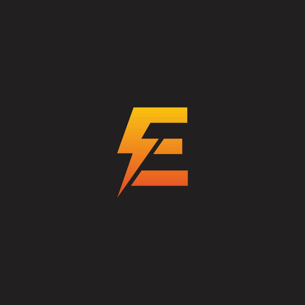 Initial E Letter with Lightning Bolt Logo Vector Design