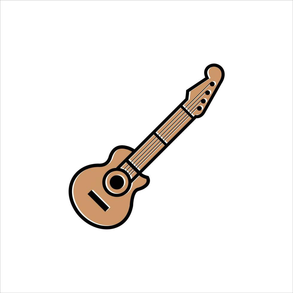 Guitar icon on black background. Vector illustration.