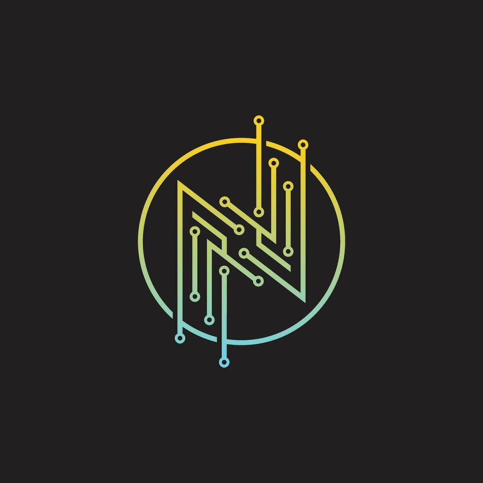 Letter N logo design template,technology,electronics,digital,logotype vector