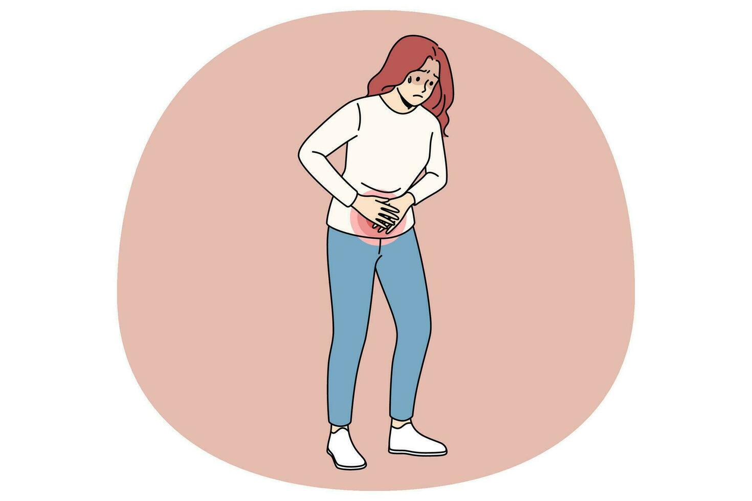 Unwell woman suffer from painful periods vector