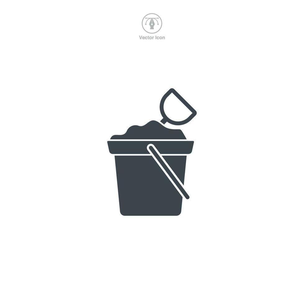 Bucket and Spade icon symbol vector illustration isolated on white background