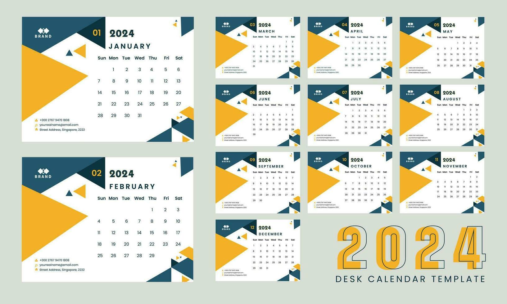 2024 calendar design with background vector