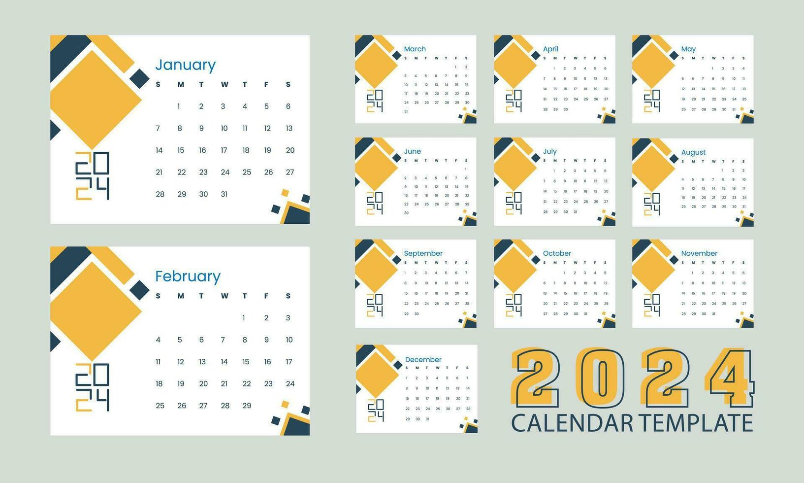 2024 calendario diseño con antecedentes vector