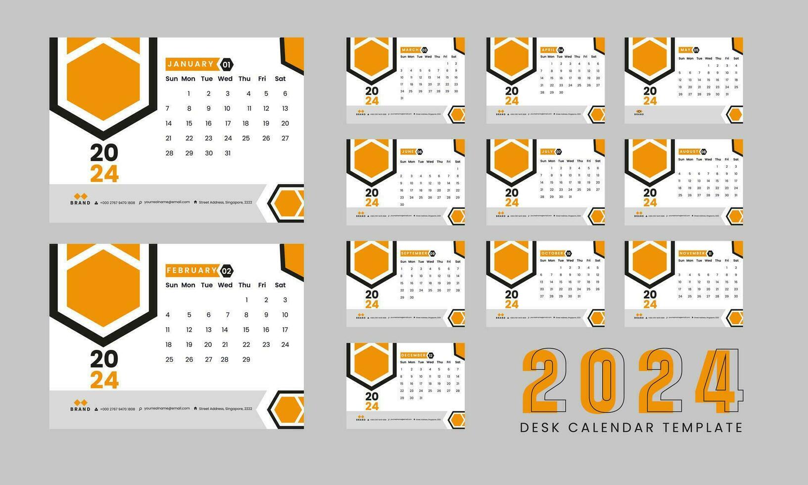 2024 calendar design with background vector