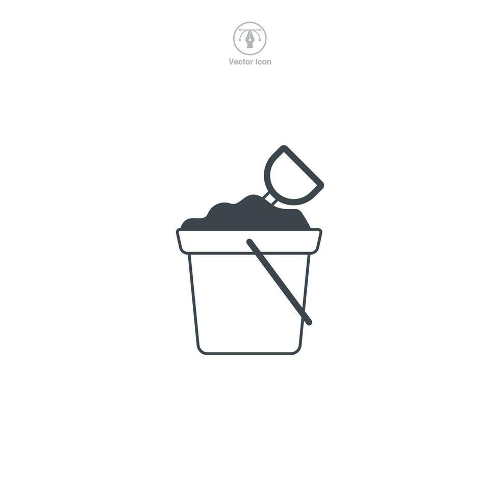 Bucket and Spade icon symbol vector illustration isolated on white background