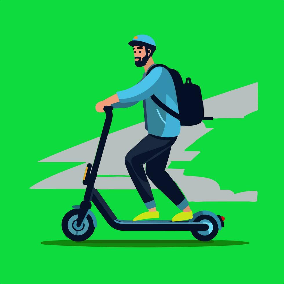 Efficient urban transport - Experience the future of mobility with an electric scooter, zipping through the city sustainably. Discover freedom on wheels with this dynamic vector illustration