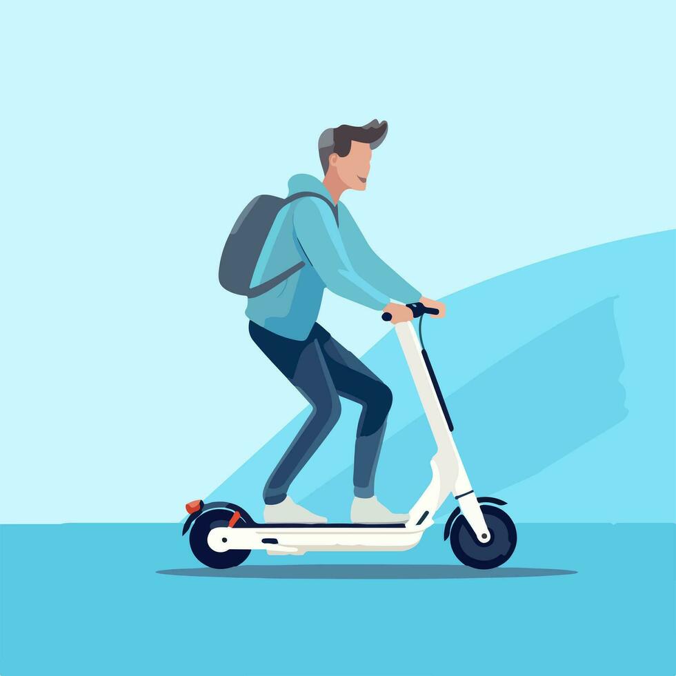 Urban freedom on wheels - Explore the joy of riding an electric scooter through city streets. Embrace sustainable mobility with this energetic vector illustration