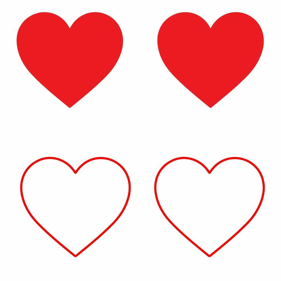 Hearts of passion - Explore a charming set of red heart icons, symbolizing love and affection. Add a touch of romance and warmth to your designs with this delightful icon collection. vector