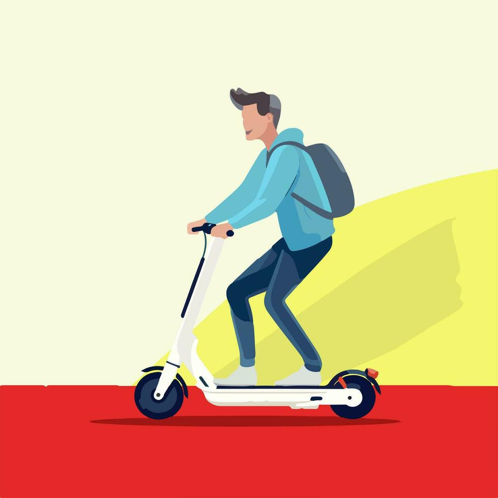 Effortless urban mobility - Experience the thrill of an electric scooter rider navigating the city with ease. Embrace eco-friendly transportation with this dynamic vector illustration
