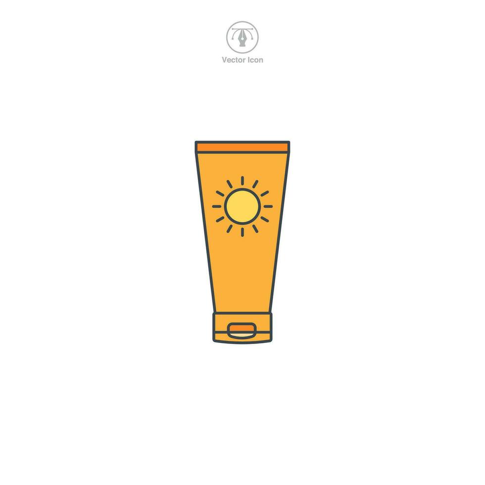 protector solar botella icono símbolo vector ilustración aislado en blanco antecedentes