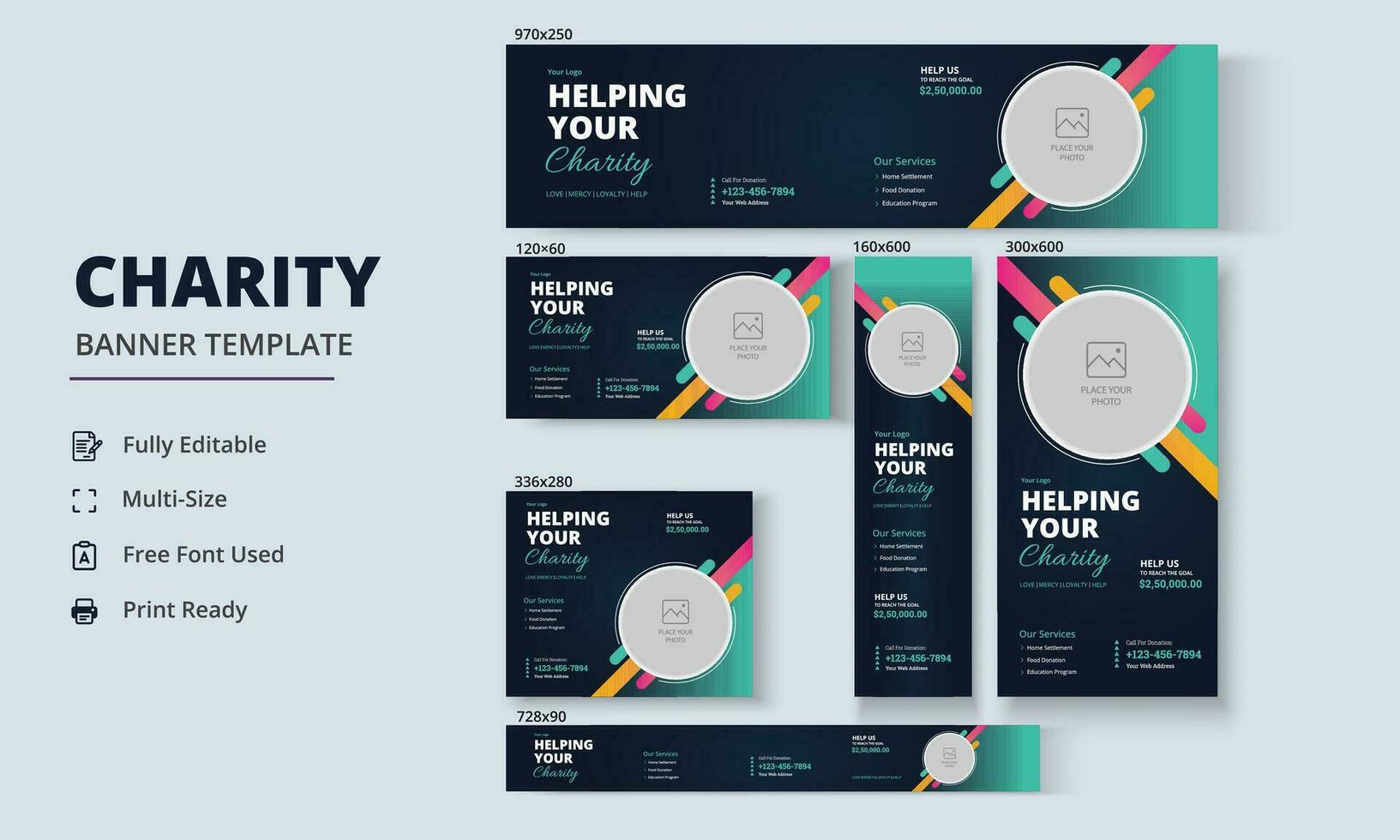 Charity flyer Banner, Life charity existence promotion, Education program Banner Design vector