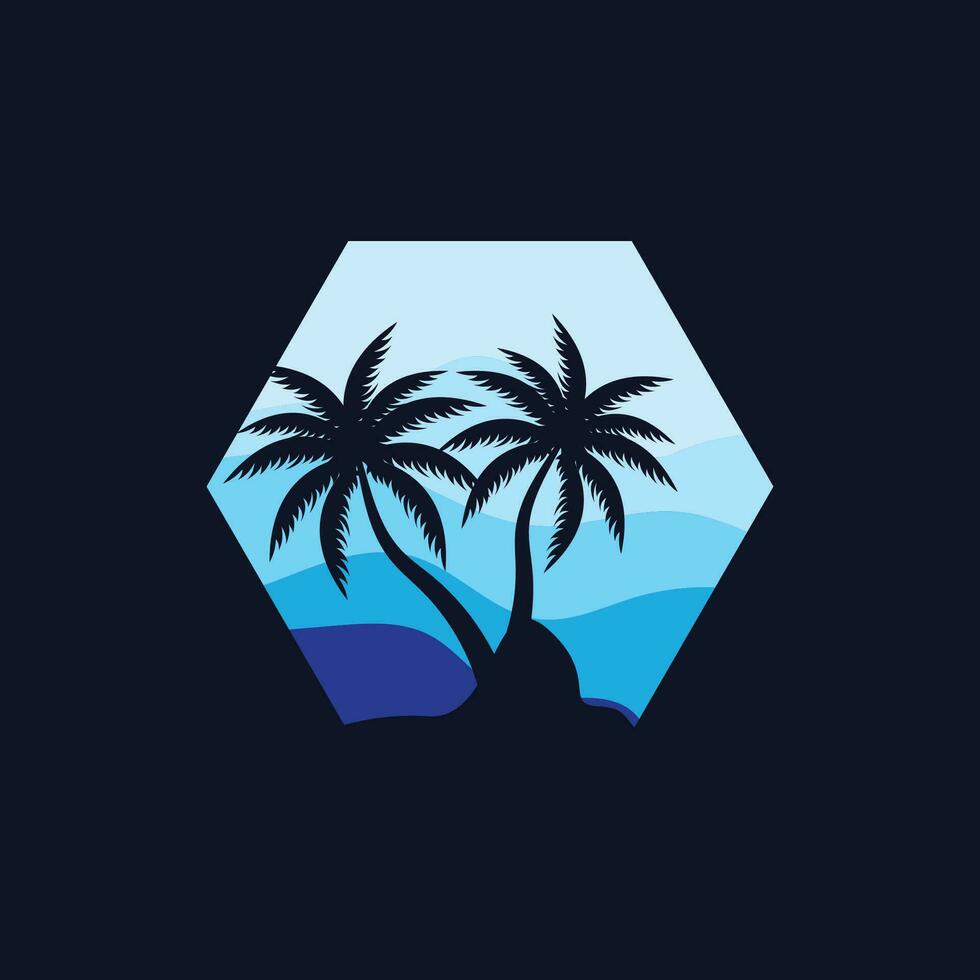 Coconut Tree Logo Design, Beach Plant Vector, Palm Tree Summer, Illustration Template vector