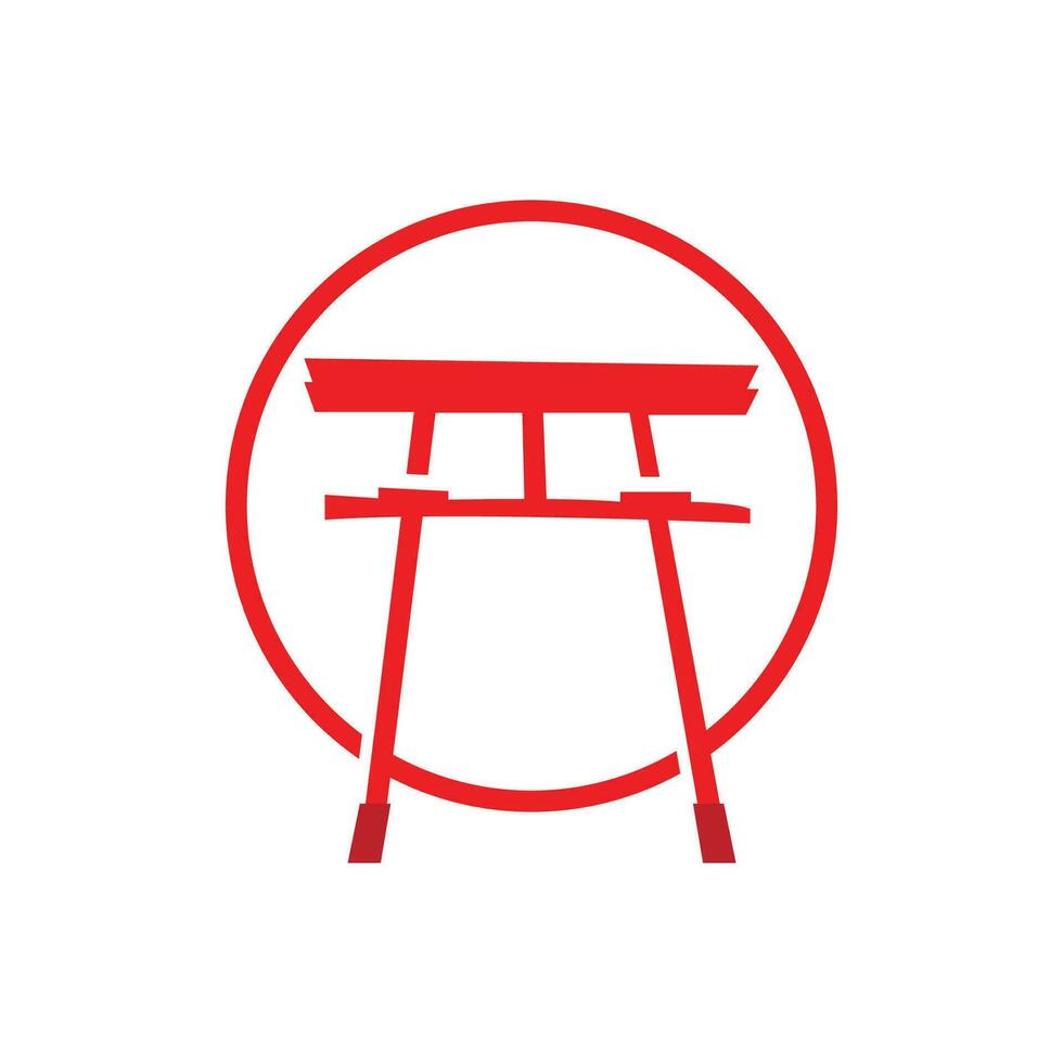 Torii Gate Logo, Japanese History Gate Icon Vector, Chinese Illustration, Wooden Design Company Brand Template vector