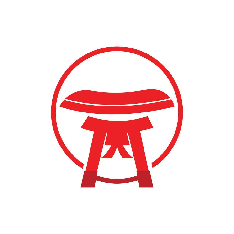 logotipo de puerta torii, vector de icono de puerta de historia japonesa, ilustración china, plantilla de marca de empresa de diseño de madera