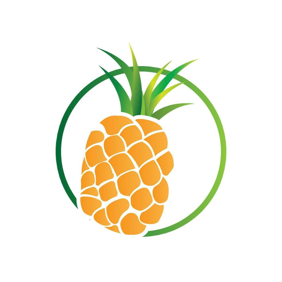 diseño de logotipo de piña, vector de fruta fresca, ilustración de plantación, etiqueta de marca de producto de fruta