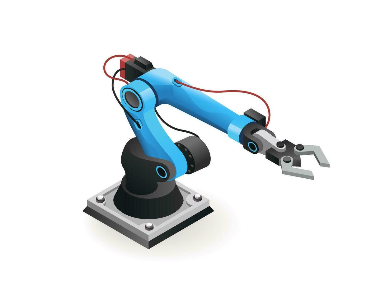 tecnología herramienta industrial robótico brazo ai isométrica ilustración concepto vector